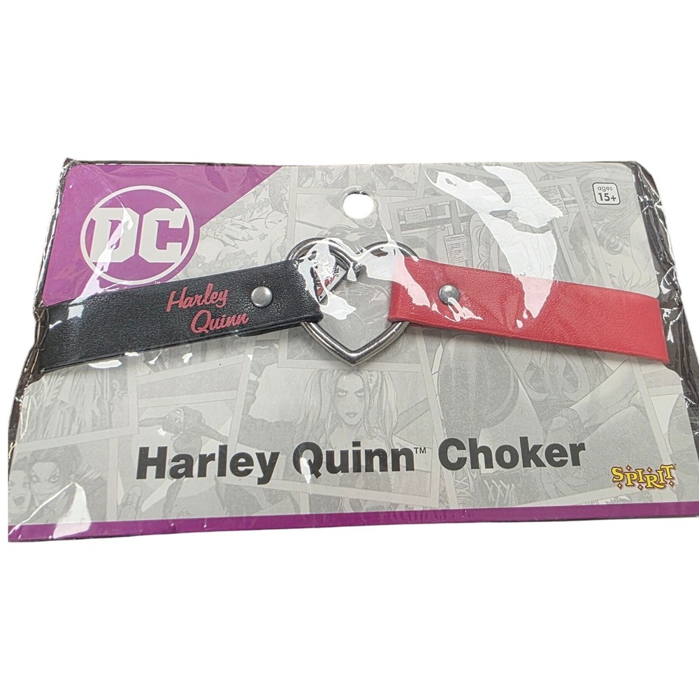 DC Comics Harley Quinn Choker Heart Playing Card Charm Red Spirit Halloween